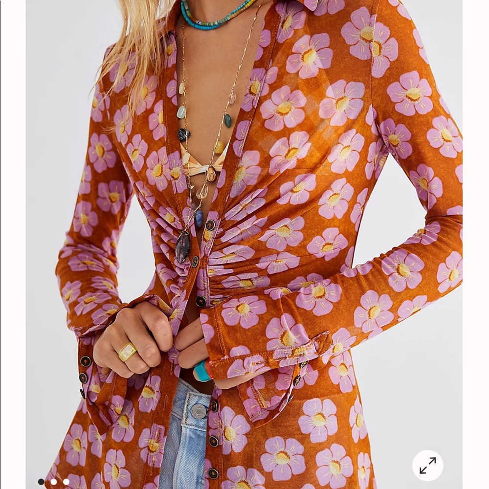 Free People fun/floral shirt